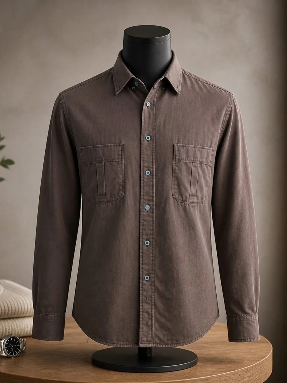 Gucci Chocolate Brown Casual Button Down Shirt 100% Cotton Size 46